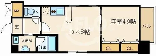 レジディア京町堀【15階】の間取り