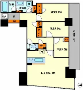 プレミストタワー靭本町【10階】の間取り