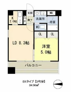 ドゥーエ谷町【3階】の間取り
