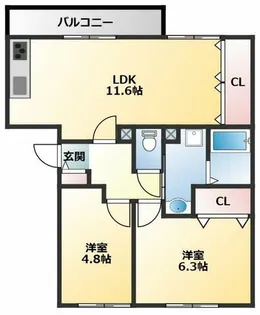 シャイニング弐番館【2階】の間取り