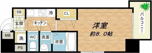 レジュールアッシュ天王寺堂ヶ芝【8階】の間取り
