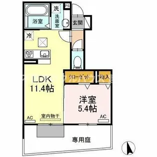 カーサ・デ・フィオーレ【102号室】の間取り