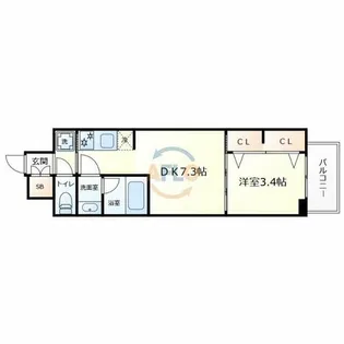 コンフォリア・リヴ天王寺寺田町ソルテラス【7階】の間取り