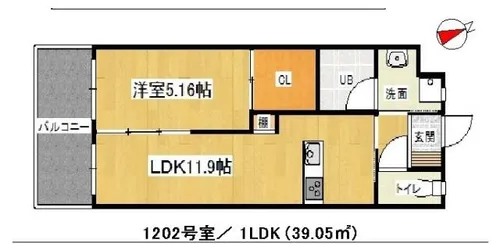ウイングス三萩野【12階】の間取り
