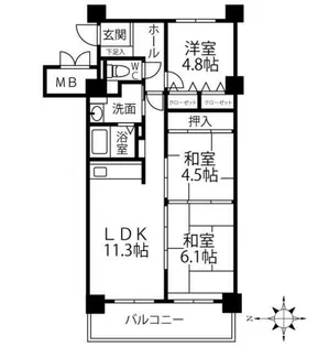 クリオ行啓通参番館【7階】の間取り