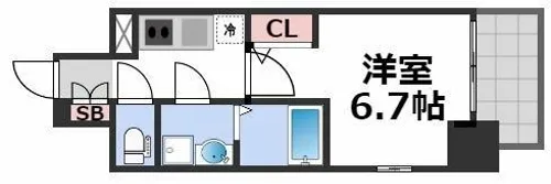 エスリード大阪上本町グリーズ【14階】の間取り