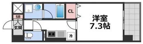 ボーベル玉造【8階】の間取り