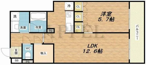RJR堺筋本町タワー【6階】の間取り