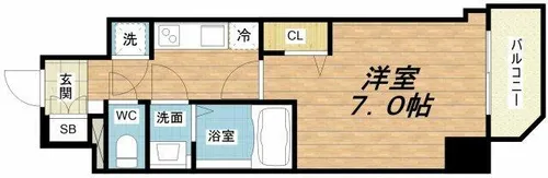 ファーストフィオーレ谷町六丁目フェリシア【7階】の間取り