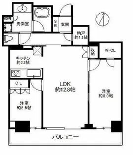 2LDKの間取り画像