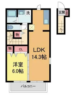 ヴィラージュ桜ガ丘【201号室】の間取り