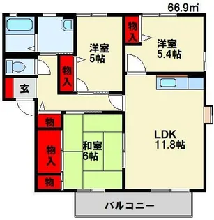 ディアス西天神【2階】の間取り