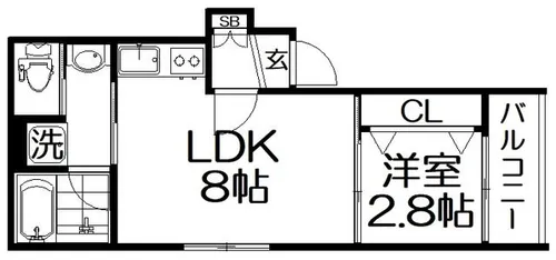 Chaton日新町【3階】の間取り