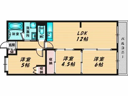 プレジデント東大阪第4棟【3階】の間取り