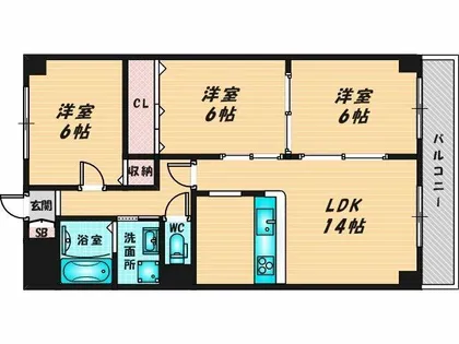 ヒルズ東大阪【1階】の間取り