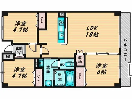 戴慶カーサグラシア【10階】の間取り