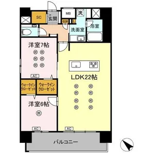 ウィスタリア レジデンス 博多【14階】の間取り