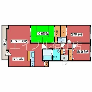 クリオ月寒公園壱番館【9階】の間取り