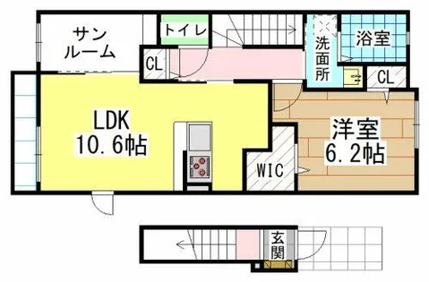 福岡県北九州市若松区赤島町【アパート】の間取り