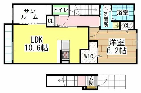 福岡県北九州市若松区赤島町【アパート】の間取り