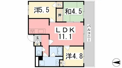 サンワプラザ大手前通【602号室】の間取り