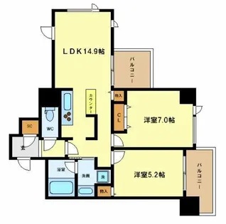 クロスレジデンス大阪新町【14階】の間取り
