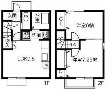 愛知県西尾市寺津町浜南【テラスハウス】の間取り