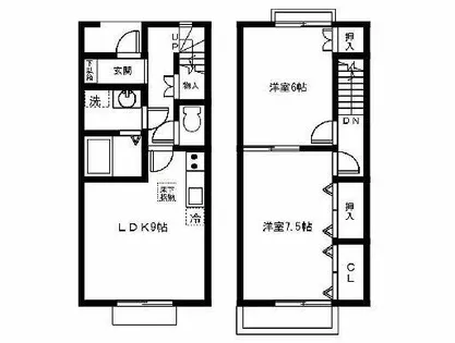 愛知県豊田市河合町3丁目【テラスハウス】の間取り