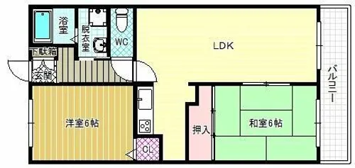 ウィングヒルズ羽曳野【2階】の間取り