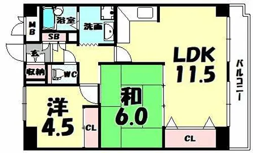 ミュー高麗橋【6階】の間取り