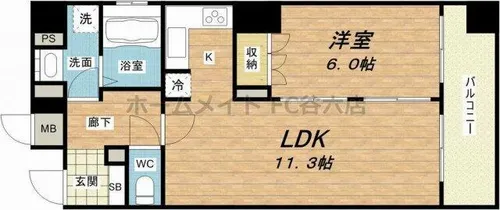 リーガル四ツ橋立売堀Ⅱ【9階】の間取り