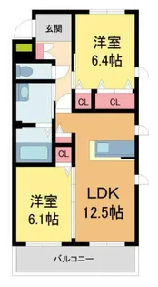 ベレオ宝塚B棟【201号室】の間取り