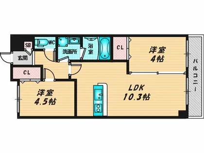 アベニュー瓢箪山【3階】の間取り