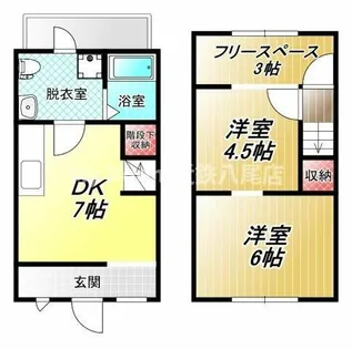 大阪府八尾市西山本町6丁目【テラスハウス】の間取り