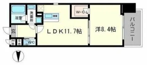 ラクラス長堀橋【11階】の間取り