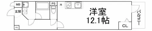 ラクラス長堀橋【1102号室】の間取り