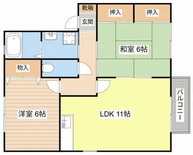 パークヒルズ梨ノ木【201号室】の間取り
