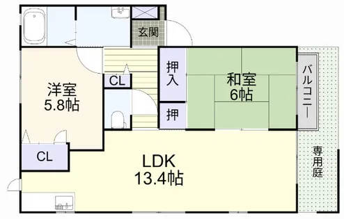 シャーメゾン石田A棟【1階】の間取り