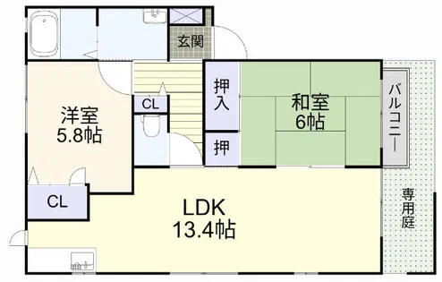 シャーメゾン石田A棟【1階】の間取り