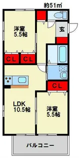 福岡県北九州市小倉北区泉台1丁目【アパート】の間取り