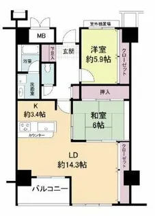 大阪府大阪市西区九条2丁目【マンション】の間取り