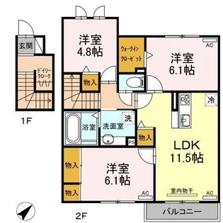 クレール水神(C棟)【2階】の間取り