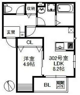 ポラリス久留米南【3階】の間取り