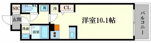 MELDIA CREST TAPP NAMBA-WEST【11階】の間取り