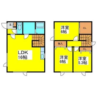 北海道石狩郡当別町太美町【一戸建】の間取り