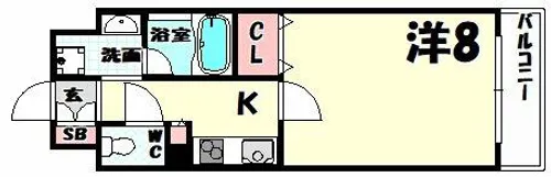 アミーグランコート三宮【9階】の間取り