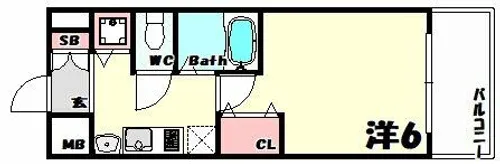プレサンス神戸裁判所前デリシア【6階】の間取り