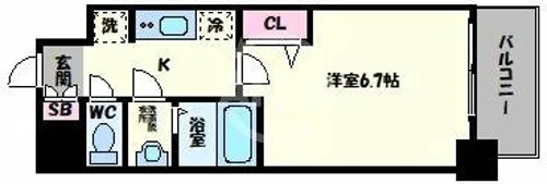 プレサンス上町台筆ヶ崎NORTH【8階】の間取り