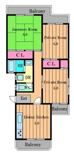 新檜尾台団地【209号室】の間取り