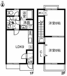 愛知県小牧市大字二重堀【テラスハウス】の間取り